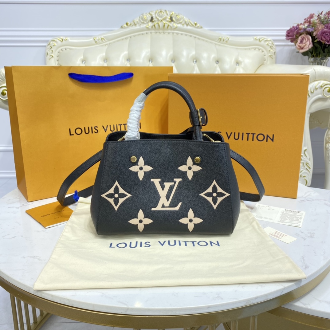 Louis Vuitton MONTAIGNE BB Handbag Monogram Empreinte M45778 Black/Beige 